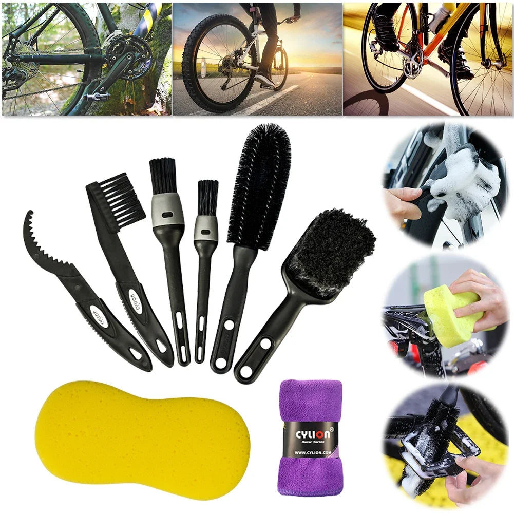 8pcs Bike Cleaning Brush Kit – Mountain & Road Bikes