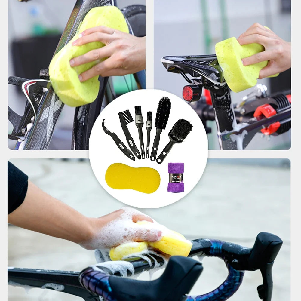8pcs Bike Cleaning Brush Kit – Mountain & Road Bikes