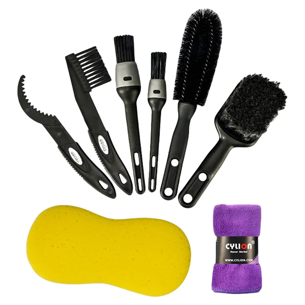 8pcs Bike Cleaning Brush Kit – Mountain & Road Bikes